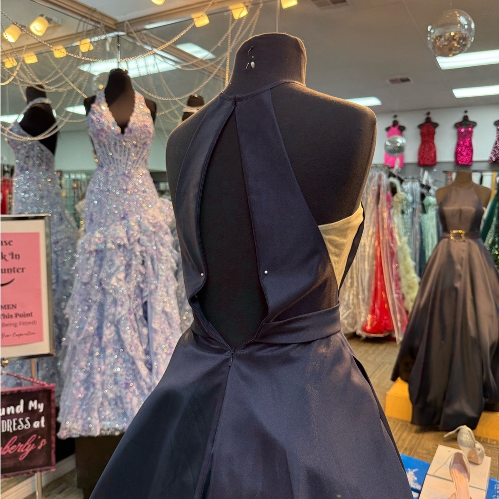 SHERRI HILL NAVY PROM DRESS FORMAL PAGEANT GOWN SZ 00 53659 - Picture 6 of 8